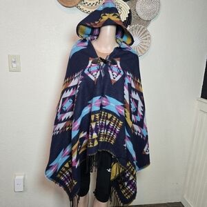 Women Poncho Stole Cape Shrug Wrap Shawl Jacket Jumper Bohemian Cloak Top Hoodie